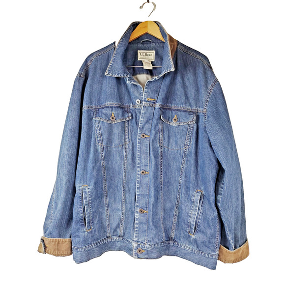 Vintage LL Bean Chore Jacket Men's XXL TALL Denim Field Barn Coat Lined - Picture 1 of 11